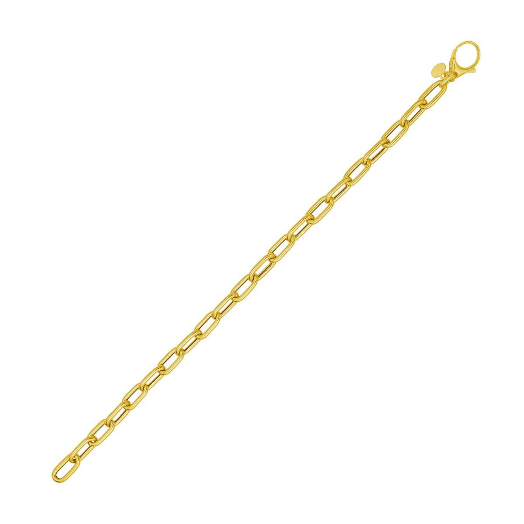 14K Charm Lock Paperclip Chain, view 5