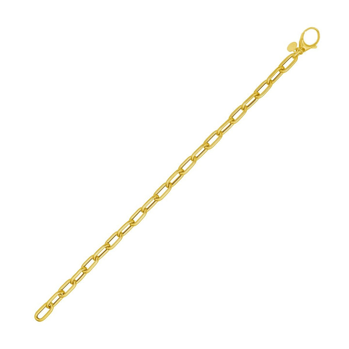 14K Charm Lock Paperclip Chain, view 5