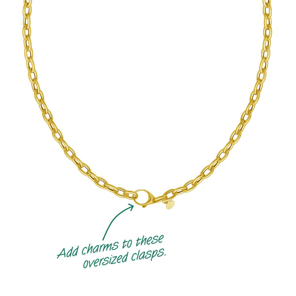 14K Charm Lock Rolo Chain, view 2