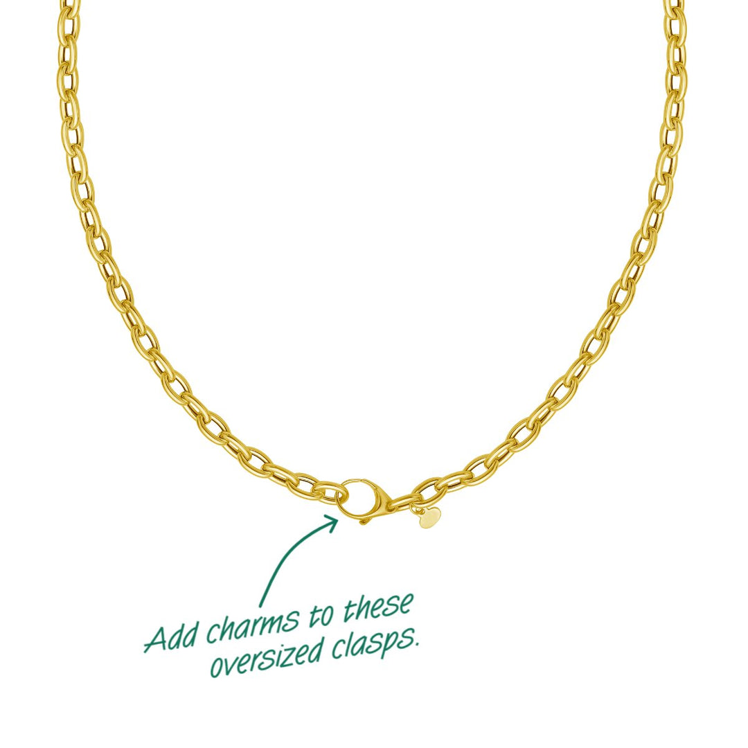 14K Charm Lock Rolo Chain, view 2