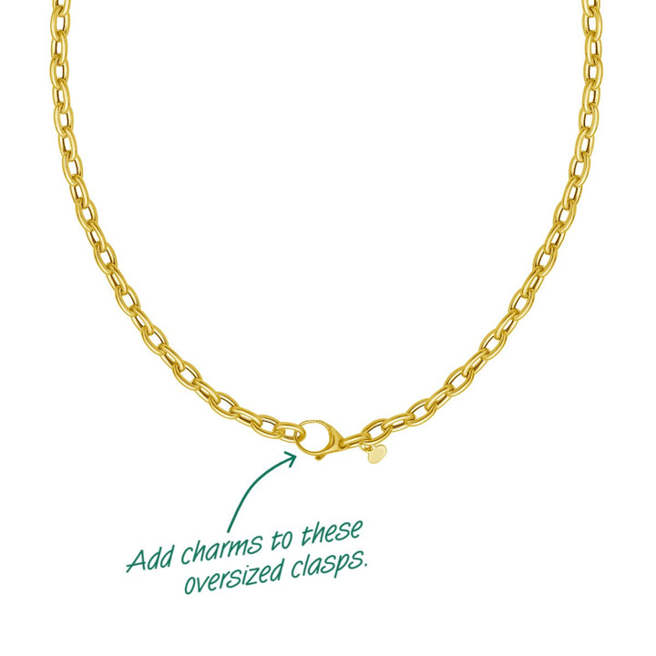 14K Charm Lock Rolo Chain, view 2