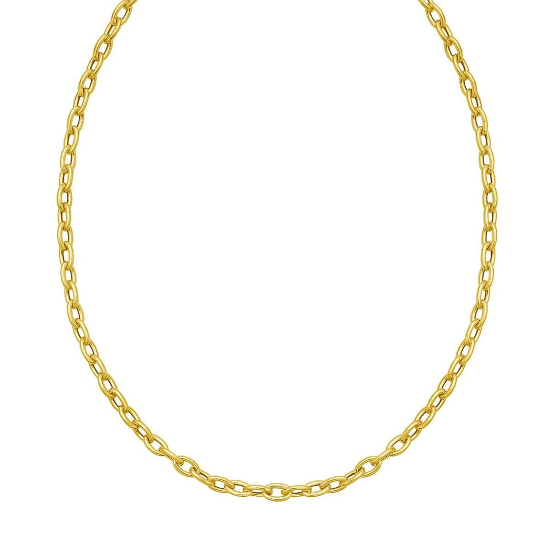 14K Charm Lock Rolo Chain, view 3