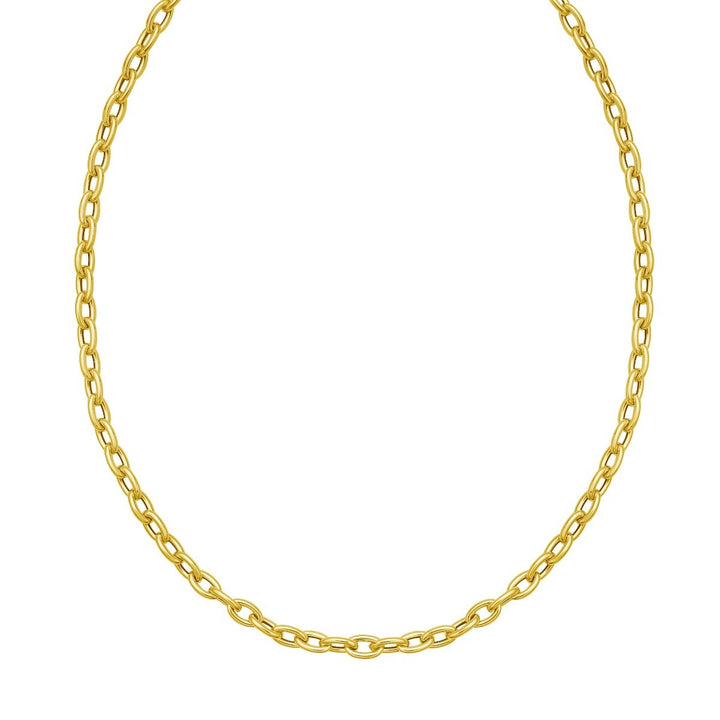 14K Charm Lock Rolo Chain, view 3
