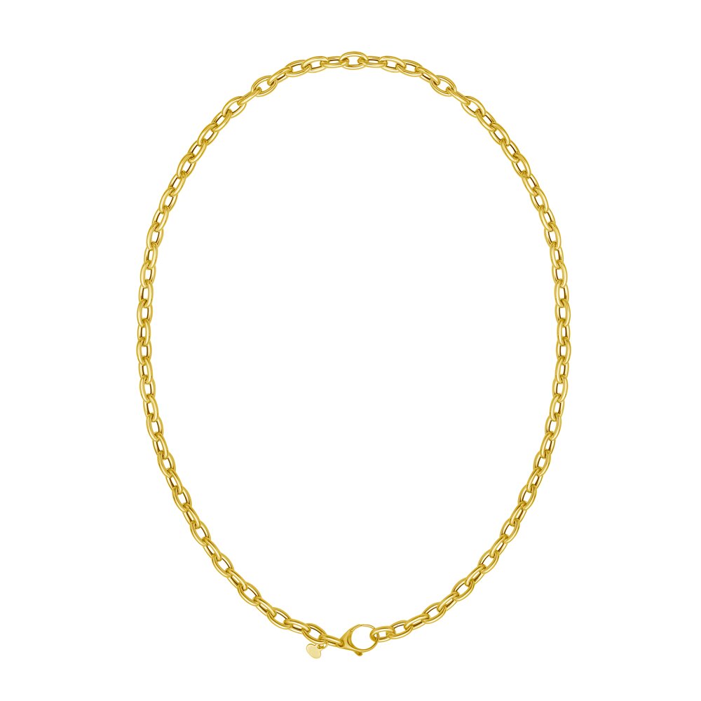 14K Charm Lock Rolo Chain, view 4