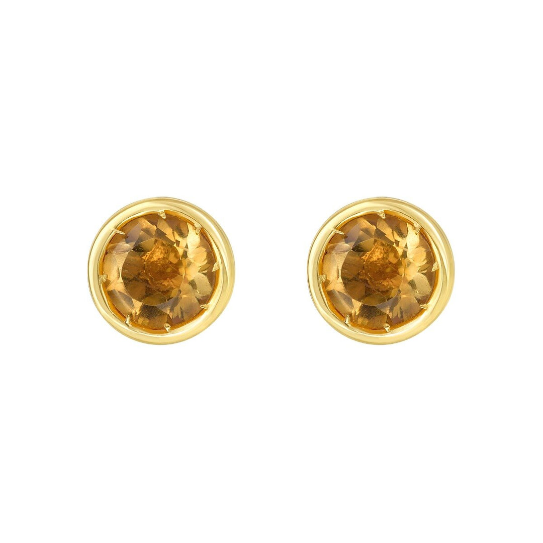14K Citrine Birthstone Earrings, front view