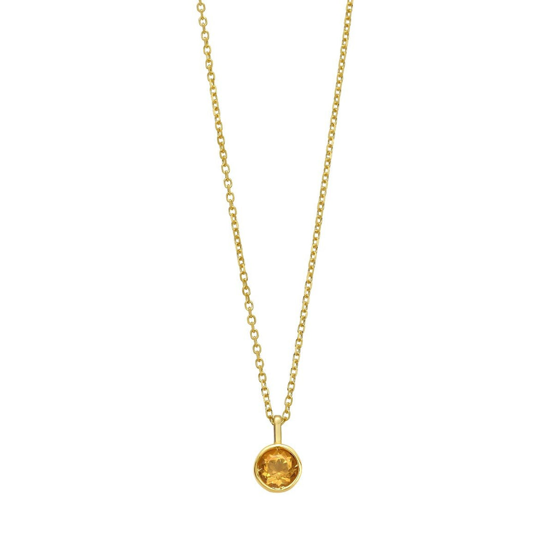 14K Citrine Birthstone Pendant, front view