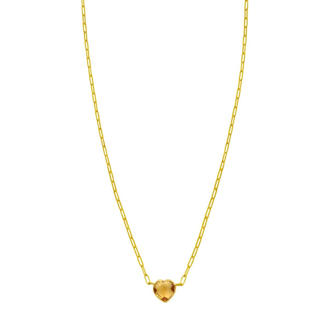 14K Citrine Heart Necklace, front view