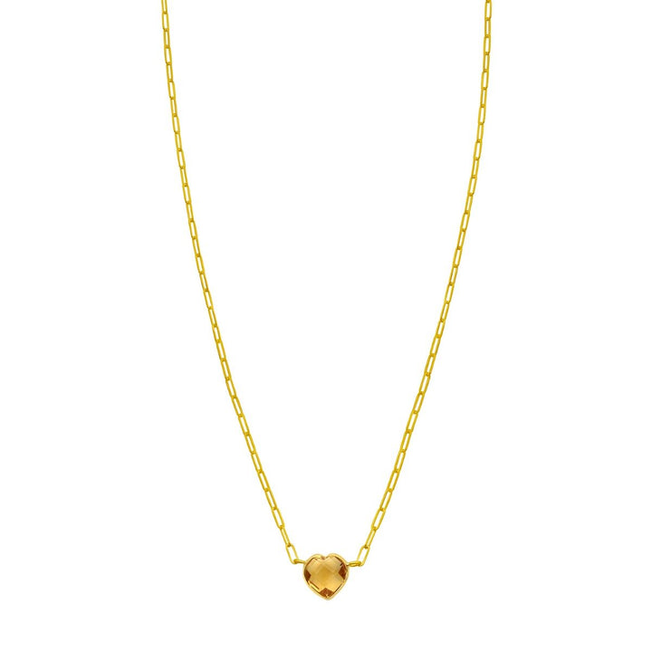 14K Citrine Heart Necklace, front view