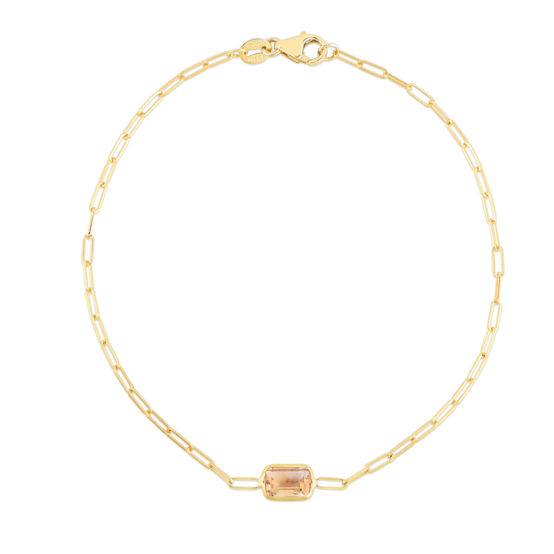 14K Citrine Paperclip Bracelet, front view