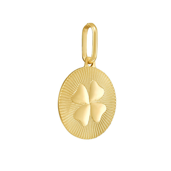 14K Clover Medallion Charm, view 2