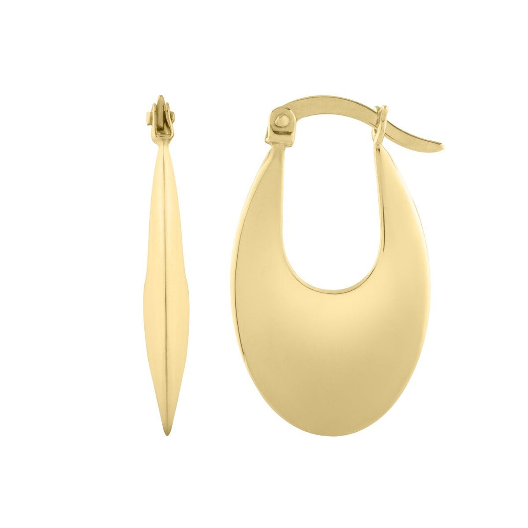 14K Creole Oval Hoops, front view