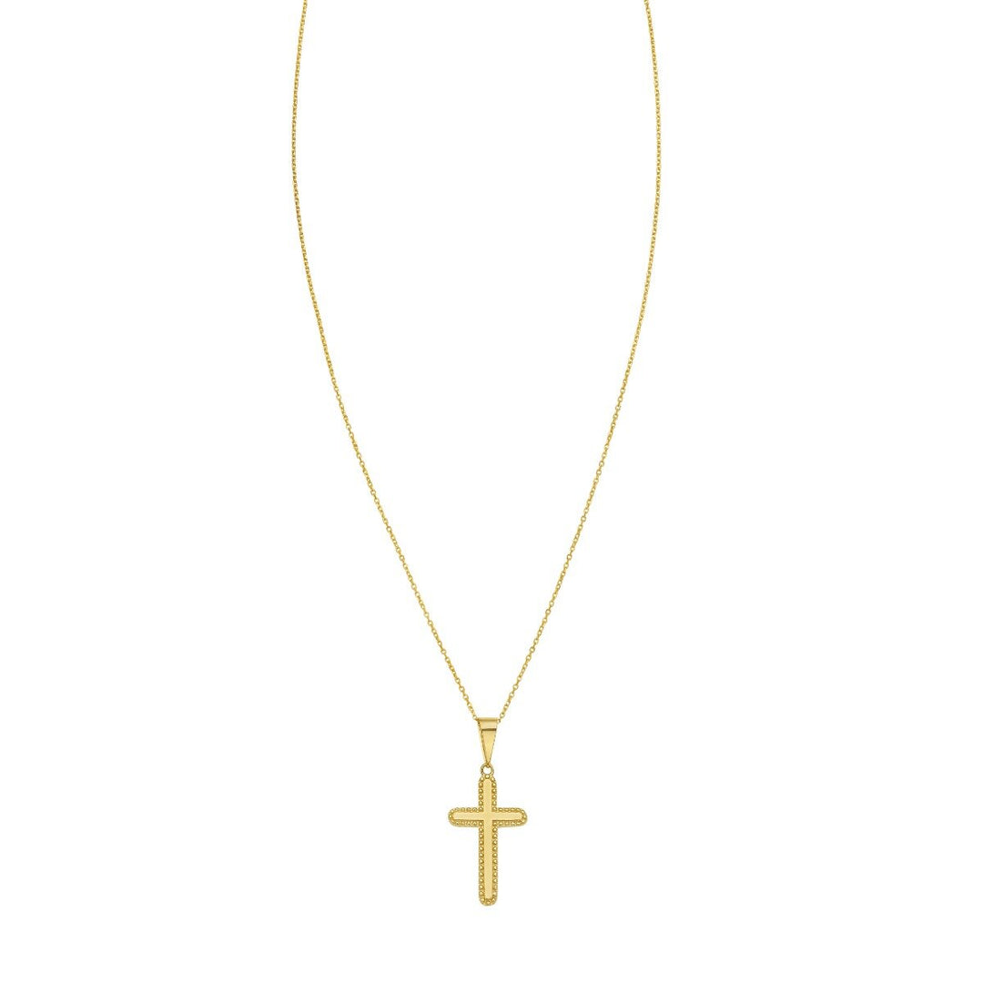 14K Cross Prosecco Pendant, front view