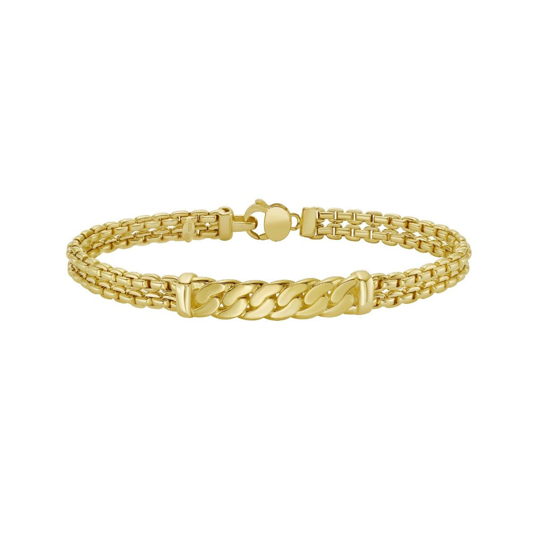 14K Curb Bar Venetian Cuff, front view