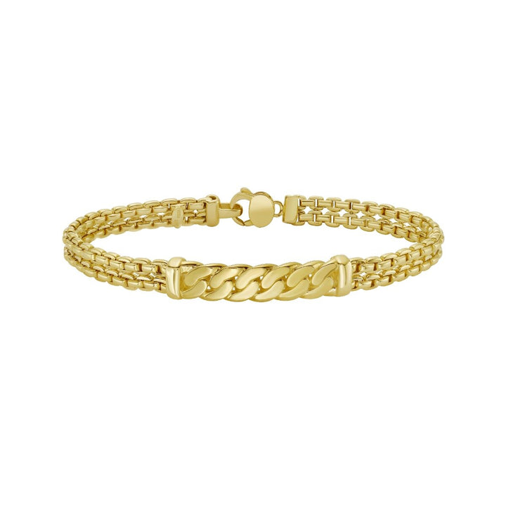 14K Curb Bar Venetian Cuff, front view