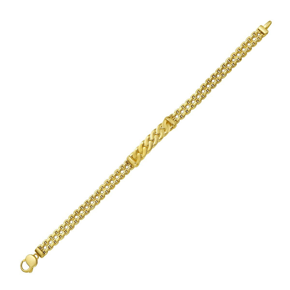 14K Curb Bar Venetian Cuff, view 2