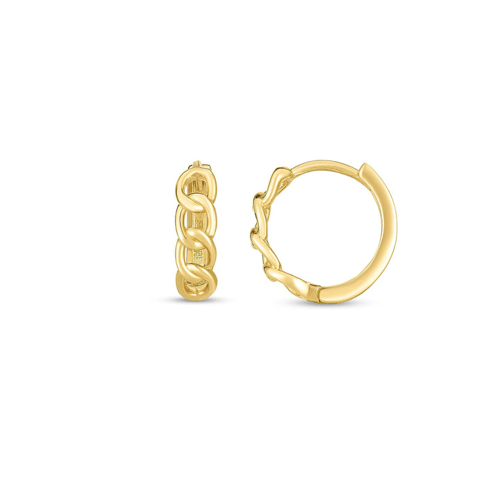 14K Curb Huggie Hoop, front view