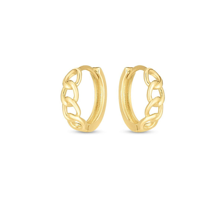 14K Curb Huggie Hoop, view 2