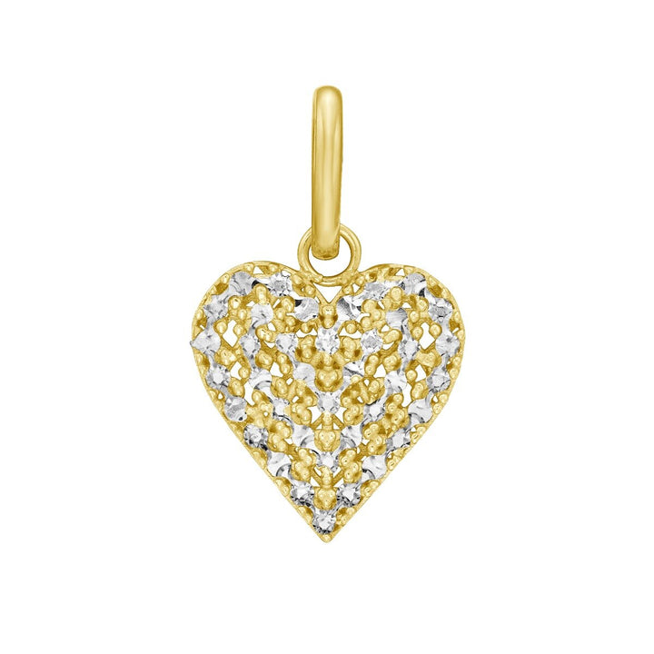 14K DC Pave Heart Charm, front view