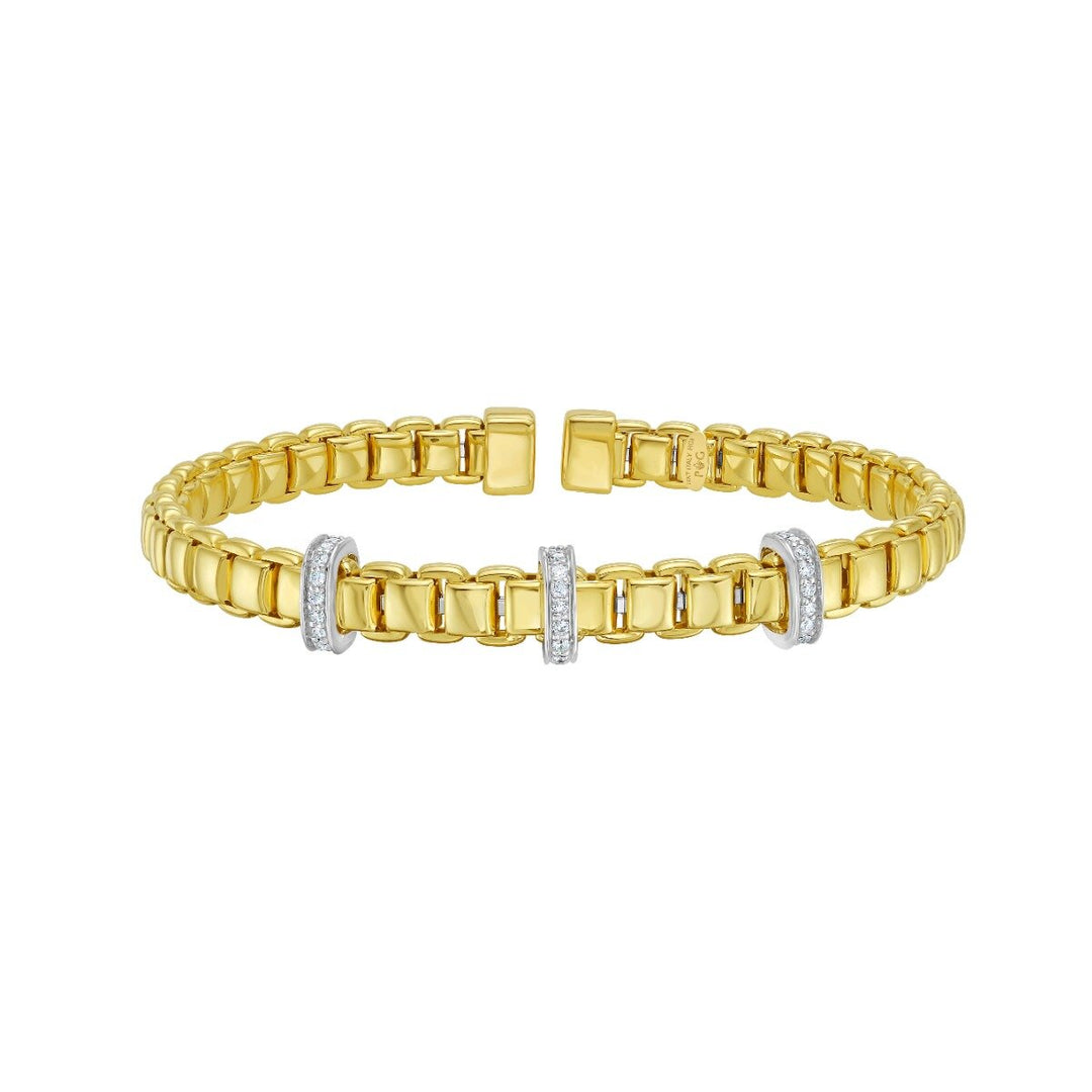 14K Dia Triple Station Venetian Cuff, front view