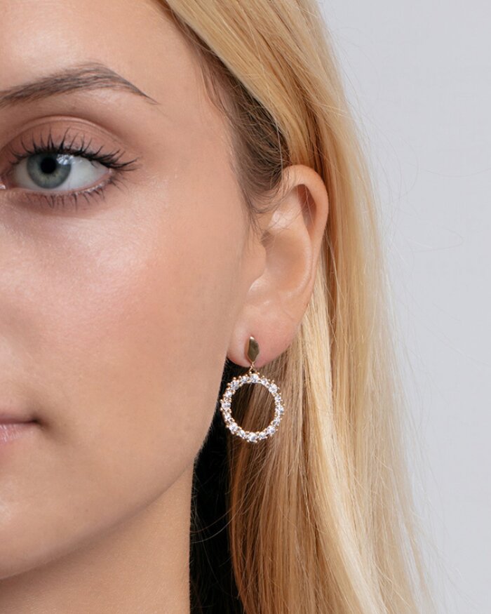 14K Diamon'Oro Circle Earrings, view 2