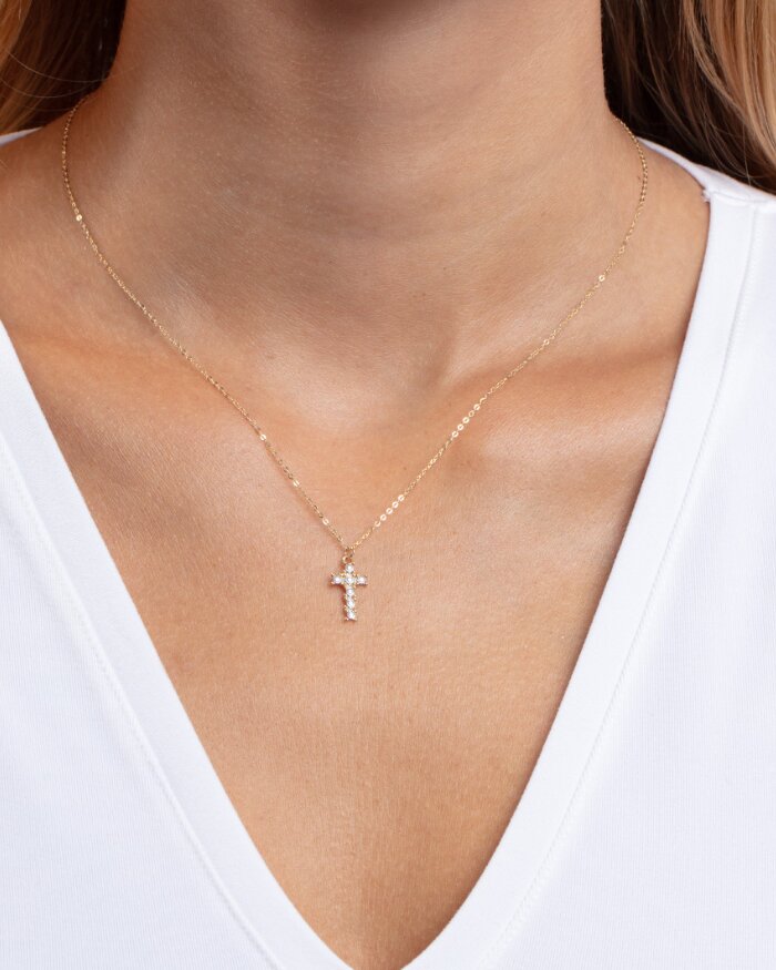 14K Diamon'Oro Cross Necklace, view 2