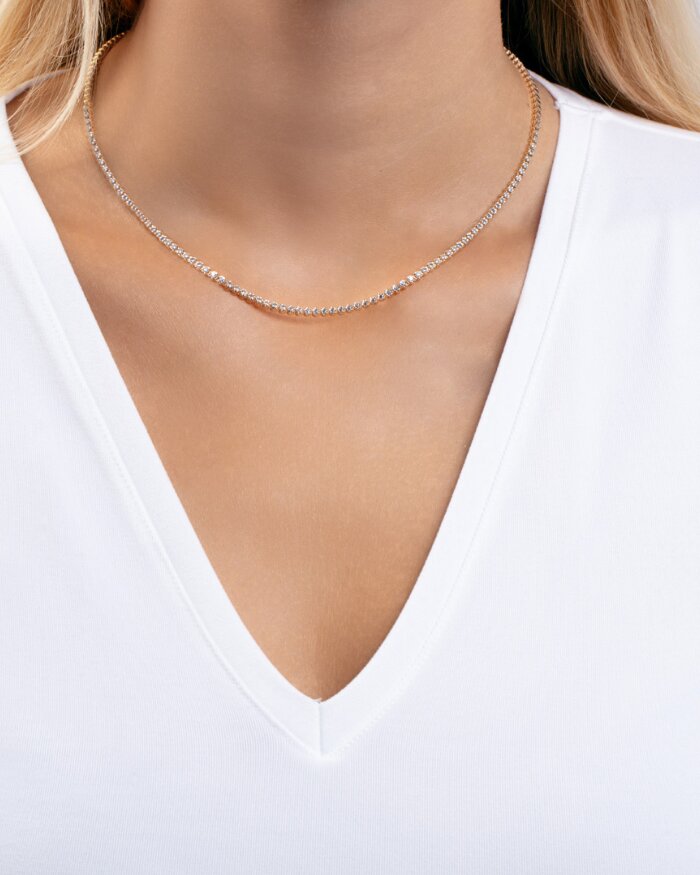 14K Diamon'Oro Tennis Necklace, view 2