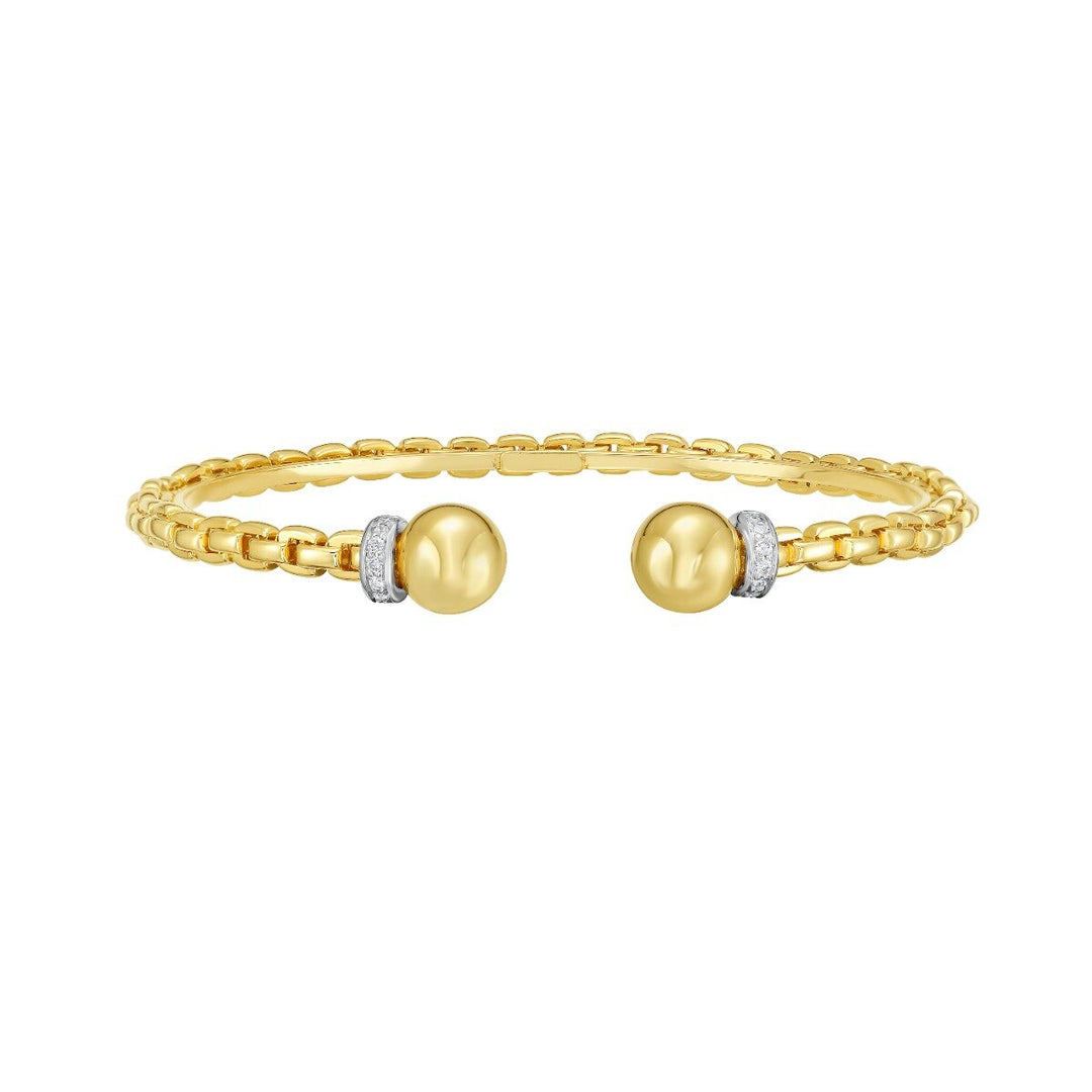 14K & Diamond Ball Cuff Venetian Bracelet, front view