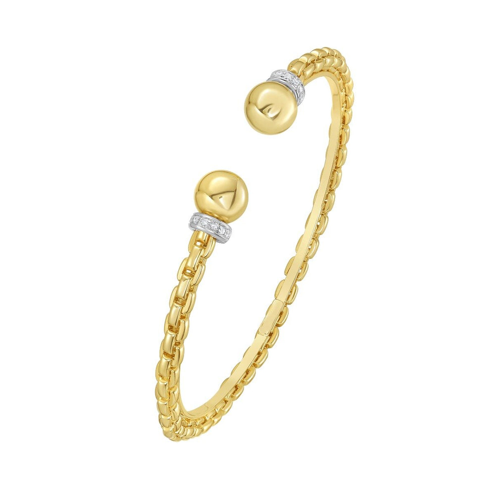 14K & Diamond Ball Cuff Venetian Bracelet, view 2