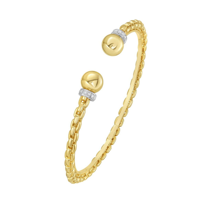 14K &amp; Diamond Ball Cuff Venetian Bracelet, view 2