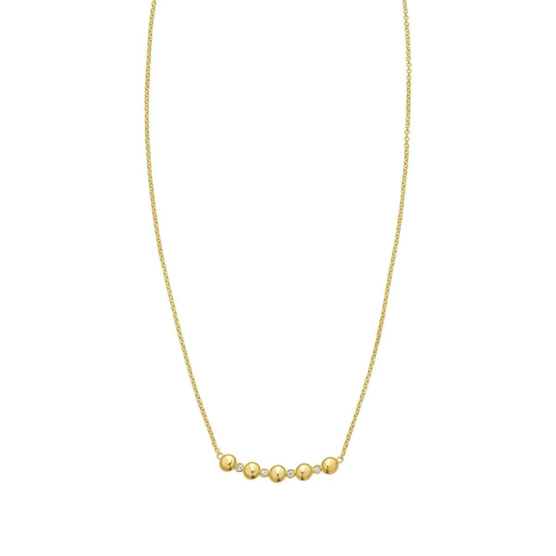 14K Diamond Bar Bauble Necklace, front view