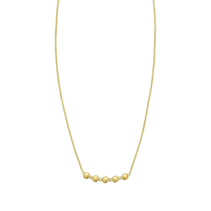 14K Diamond Bar Bauble Necklace, front view