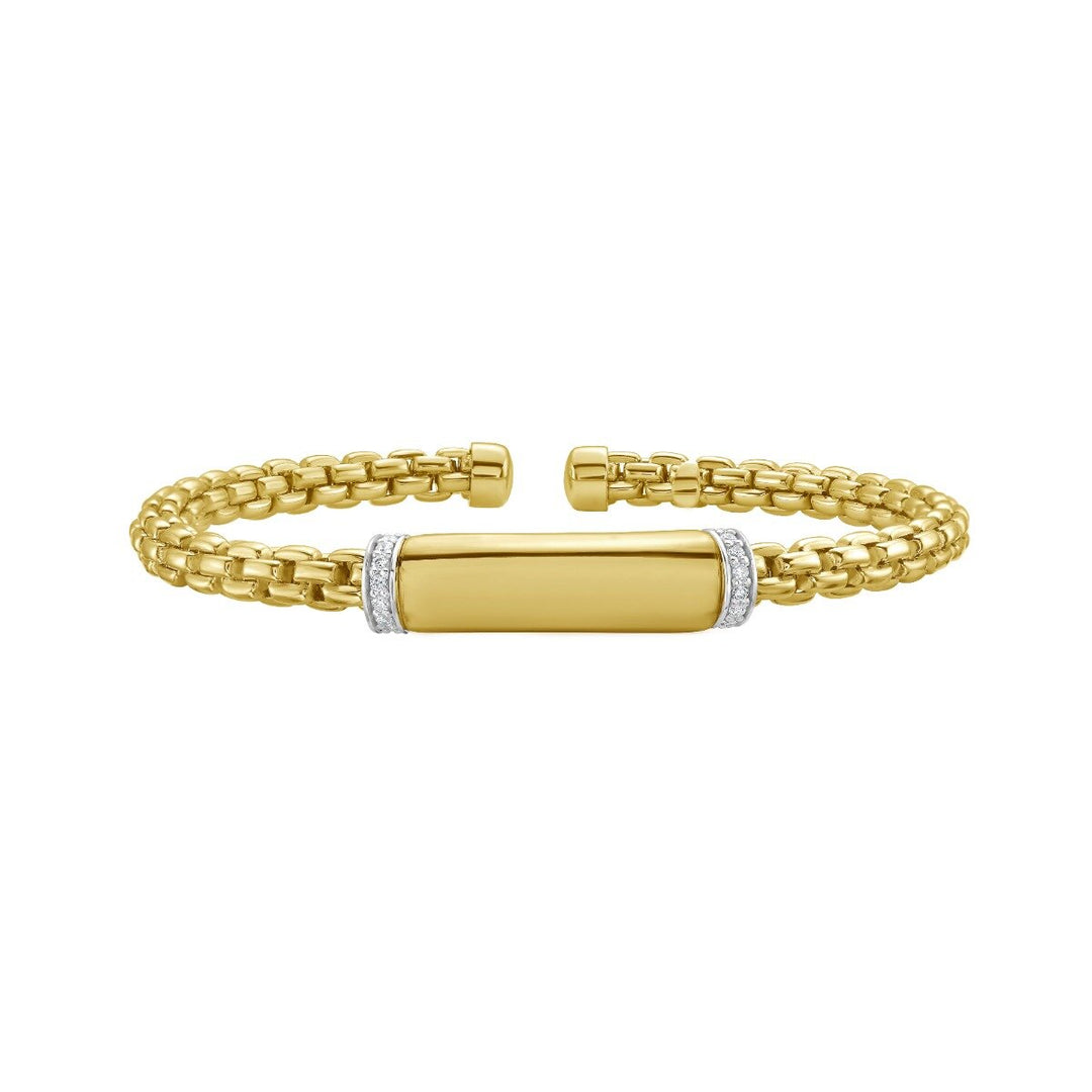 14K Diamond Bar Venetian Cuff, front view