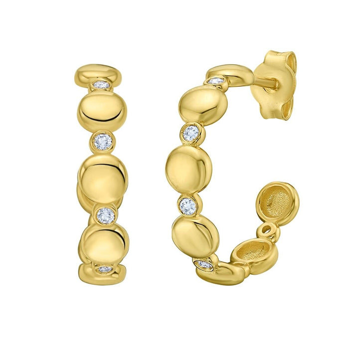 14K Diamond Bauble Hoops, front view