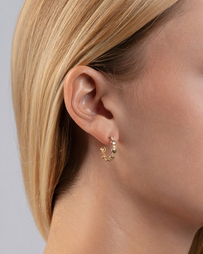 14K Diamond Bauble Hoops, view 2