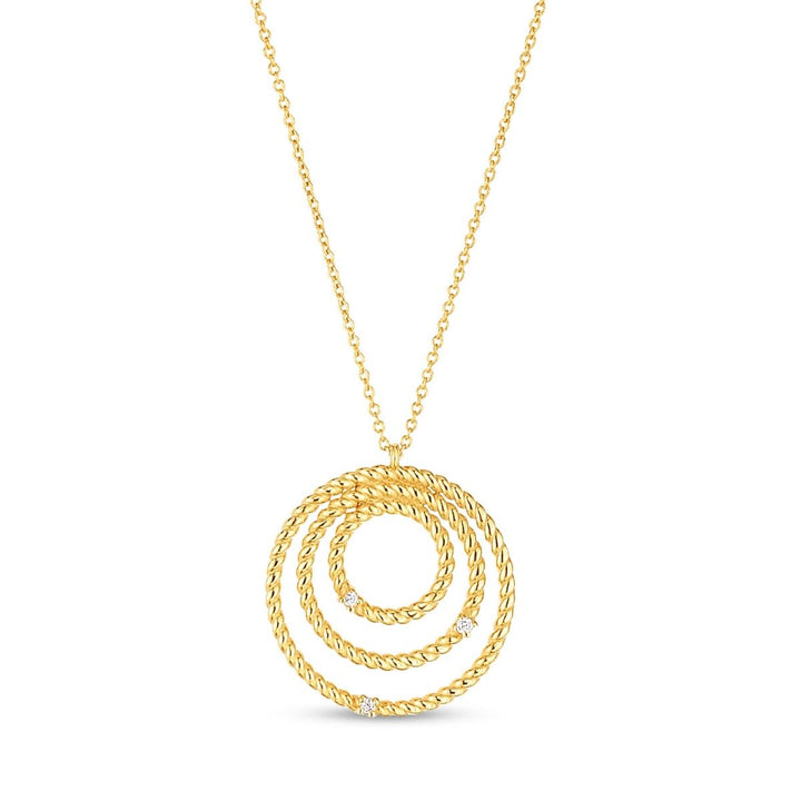 14K Diamond Cable Circle Pendant, front view
