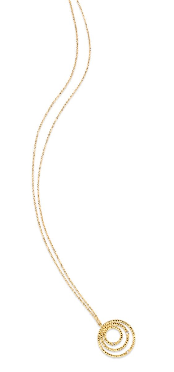 14K Diamond Cable Circle Pendant, view 2