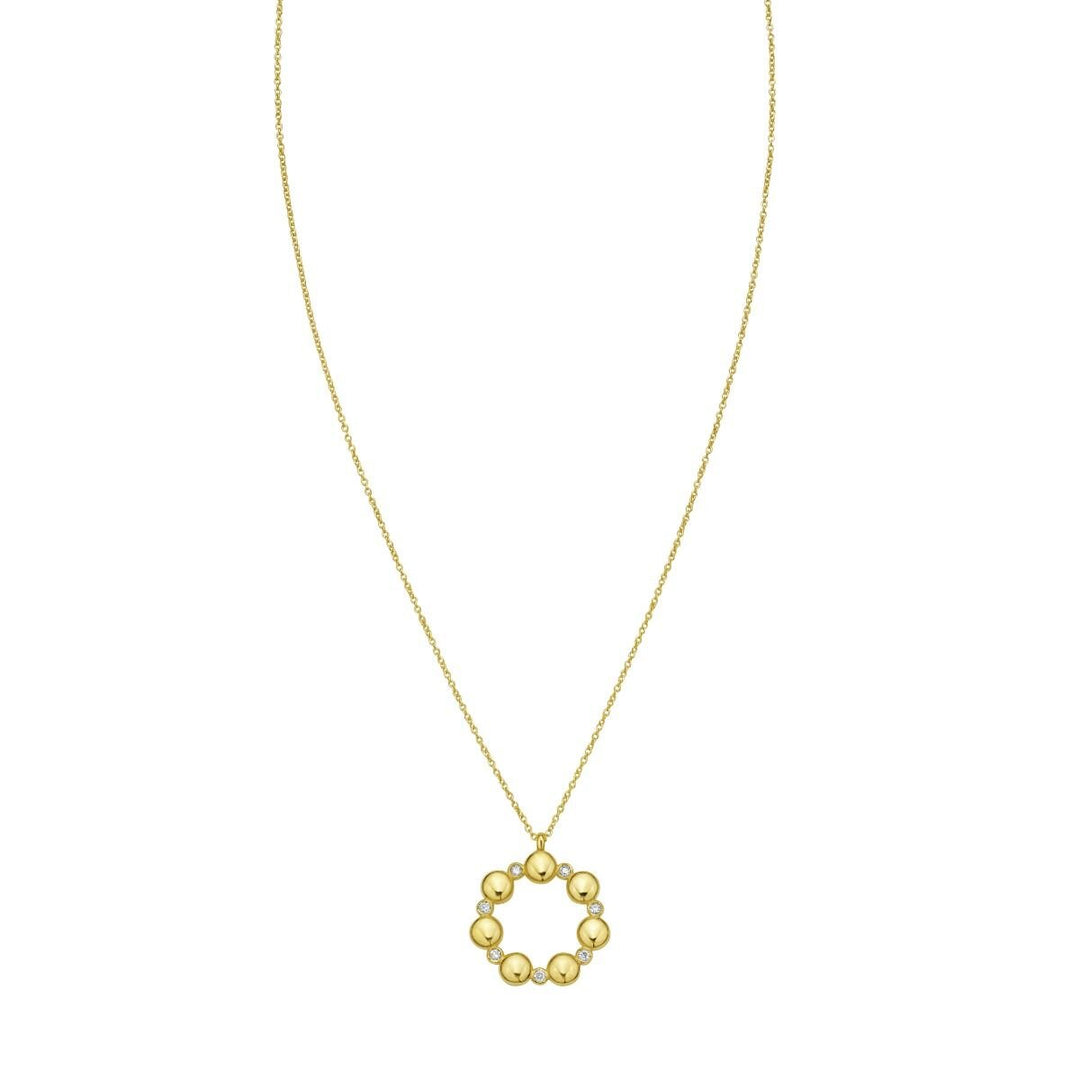14K Diamond Circle Bauble Necklace, front view