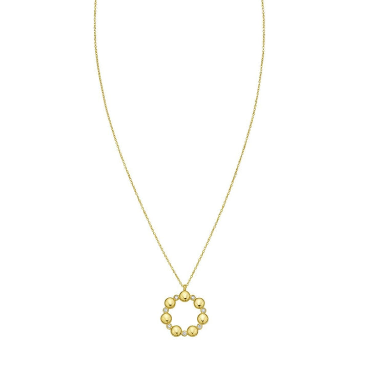14K Diamond Circle Bauble Necklace, front view
