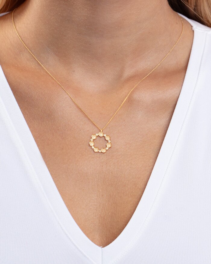 14K Diamond Circle Bauble Necklace, view 2