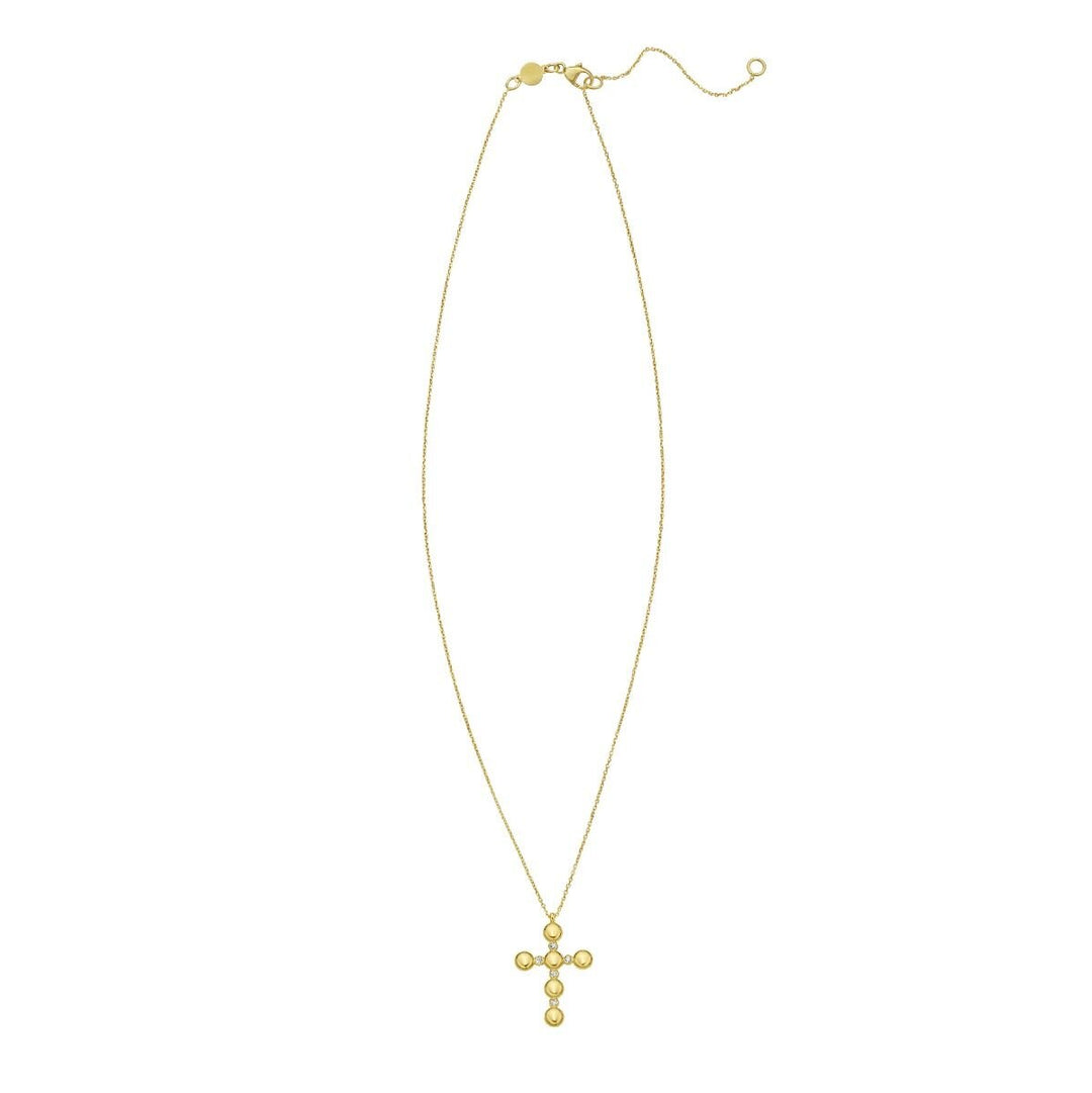 14K Diamond Cross Bauble Necklace, view 3