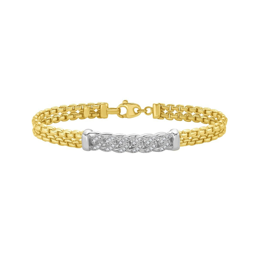 14K Diamond Curb Venetian Bracelet, front view