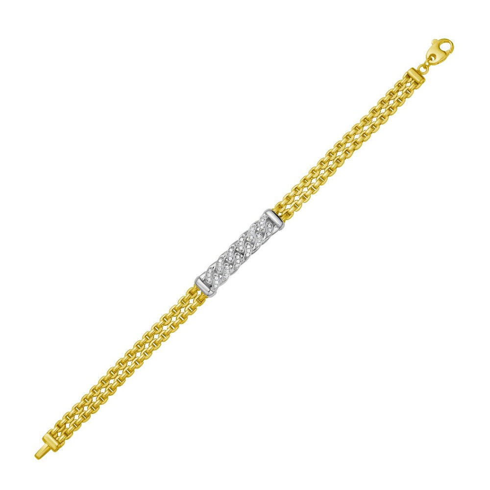 14K Diamond Curb Venetian Bracelet, view 2