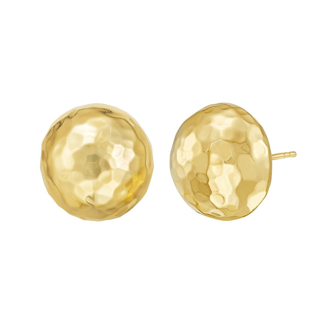14K Diamond Cut Faceted Ball Earrings, front view