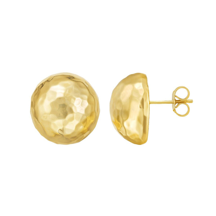 14K Diamond Cut Faceted Ball Earrings, view 2