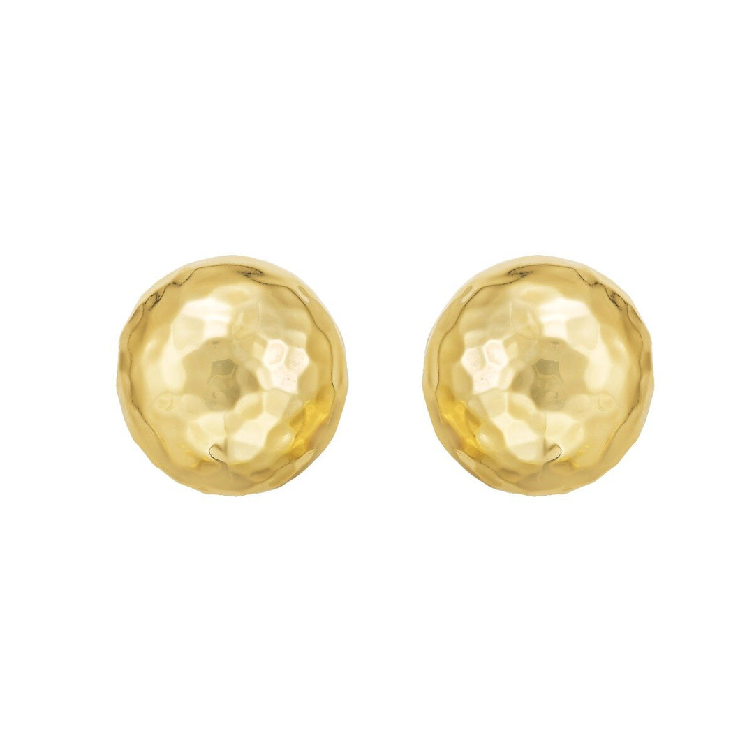 14K Diamond Cut Faceted Ball Earrings, view 3