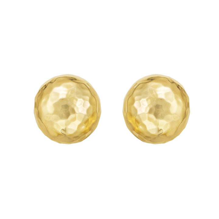 14K Diamond Cut Faceted Ball Earrings, view 3