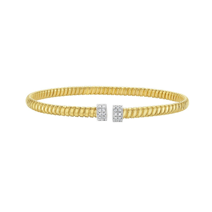 14K Diamond Endcaps Tubogas Cuff, front view
