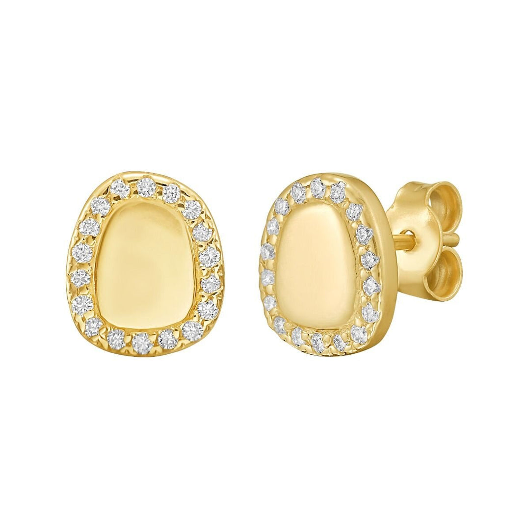 14K Diamond Freeform Cushion Earrings, front view
