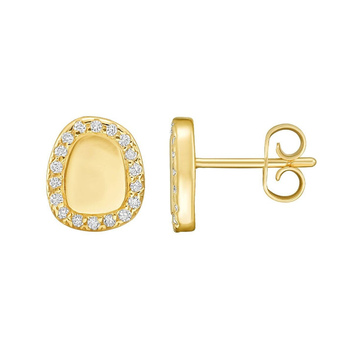 14K Diamond Freeform Cushion Earrings, view 2