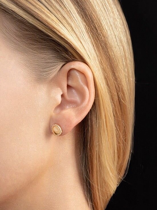 14K Diamond Freeform Cushion Earrings, view 4